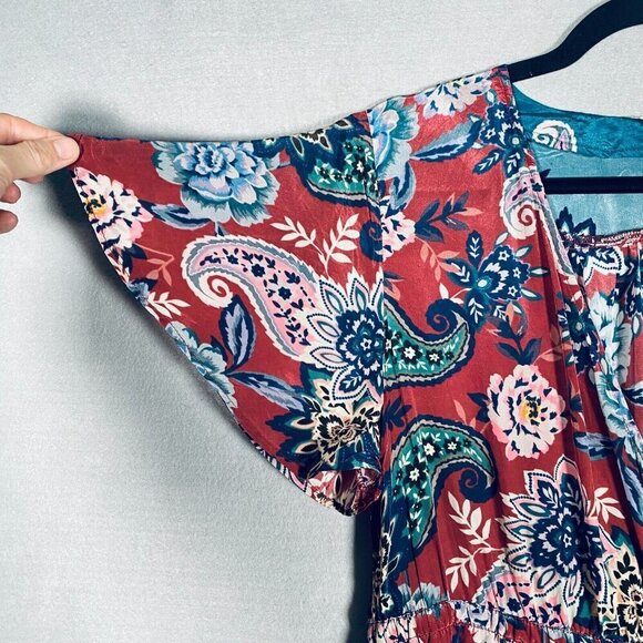 Sundance Dress Womens S Multicolor Rayon Floral Faux Wrap Pullover Midi - Picture 7 of 14